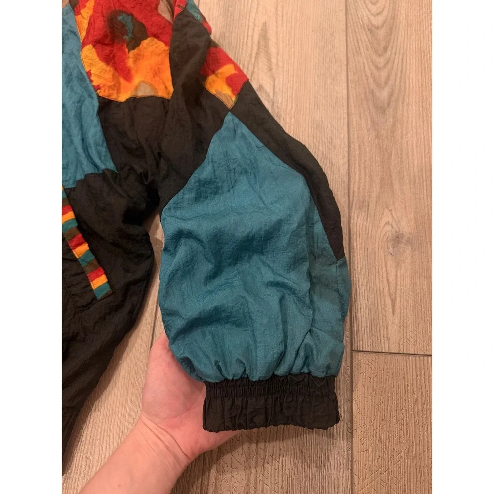 Vintage River Edge Sport Windbreaker Jacket Colorblock‎ Camo Teal Black PL